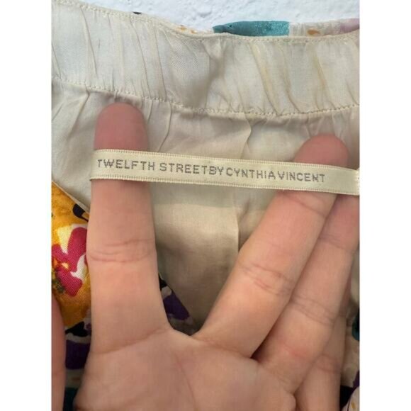 Twelfth Street by Cynthia Vincent Floral Mini Dress Zip Up Ruffle 100% Silk 4 - Picture 5 of 8